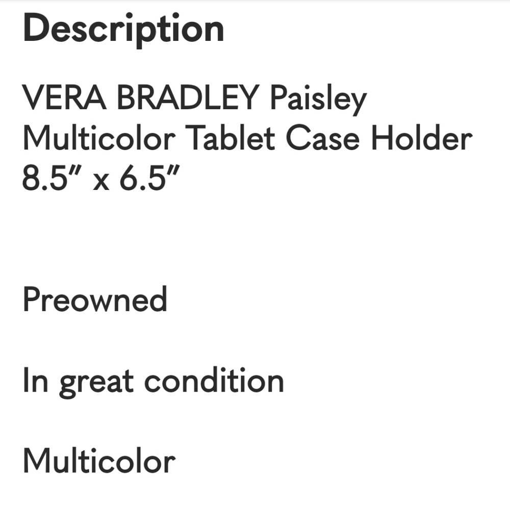 Vera Bradley Paisley Multicolor Paisley Tablet Case Holder - Picture 16 of 16